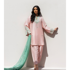 Peach Blossom – Premium Silk Embroidered Suit
