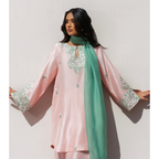 Peach Blossom – Premium Silk Embroidered Suit