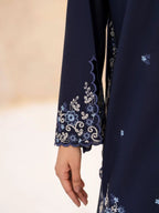 Perwaz – Navy Blue Embroidered 3 Piece Suit with Organza Dupatta | EZNO