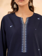 Perwaz – Navy Blue Embroidered 3 Piece Suit with Organza Dupatta | EZNO