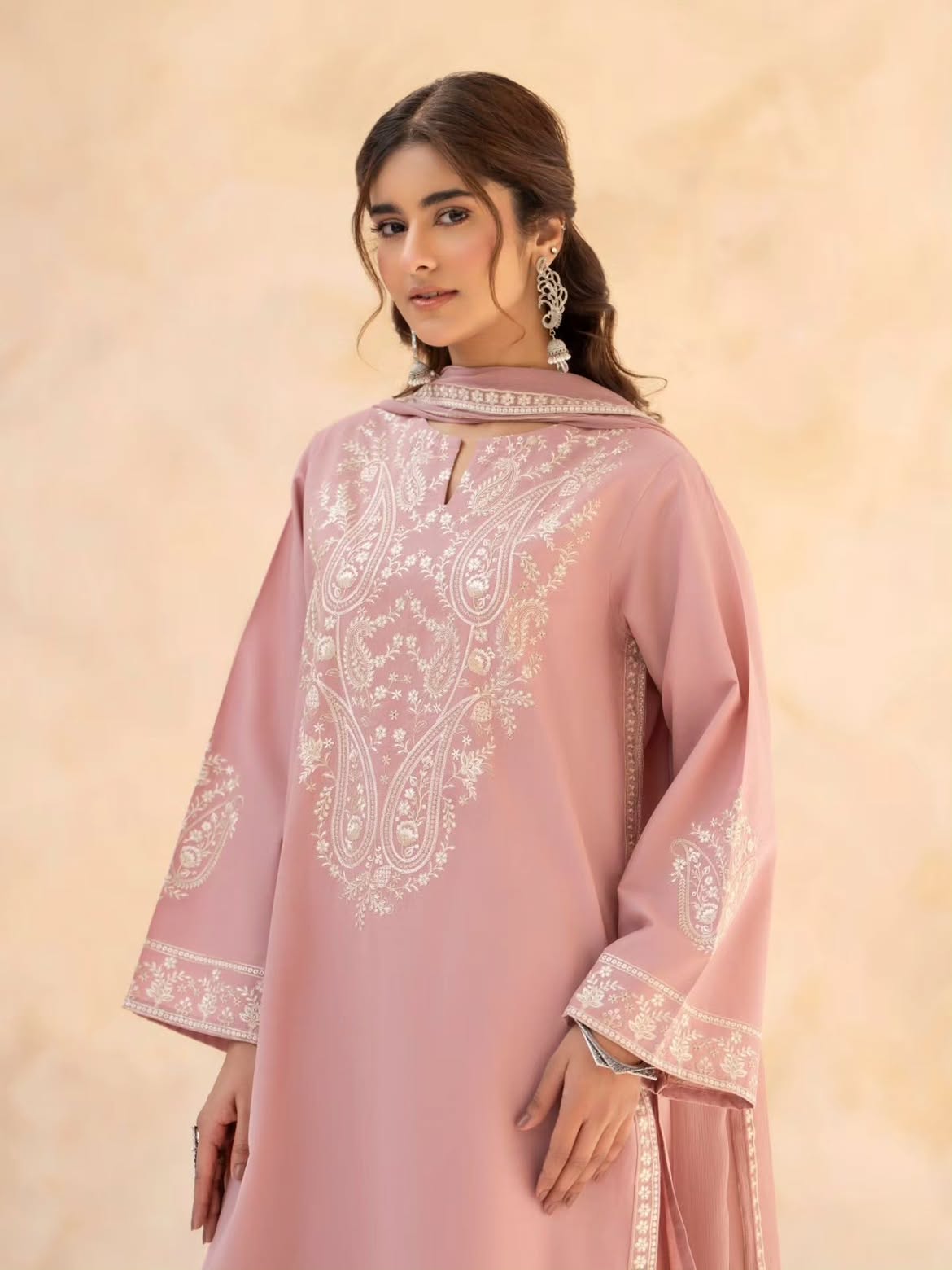 Pink Grace – Dusty Pink Embroidered 3 Piece Suit | EZNO