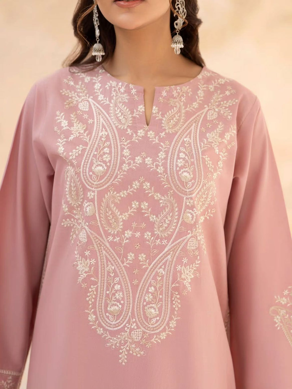 Pink Grace – Dusty Pink Embroidered 3 Piece Suit | EZNO