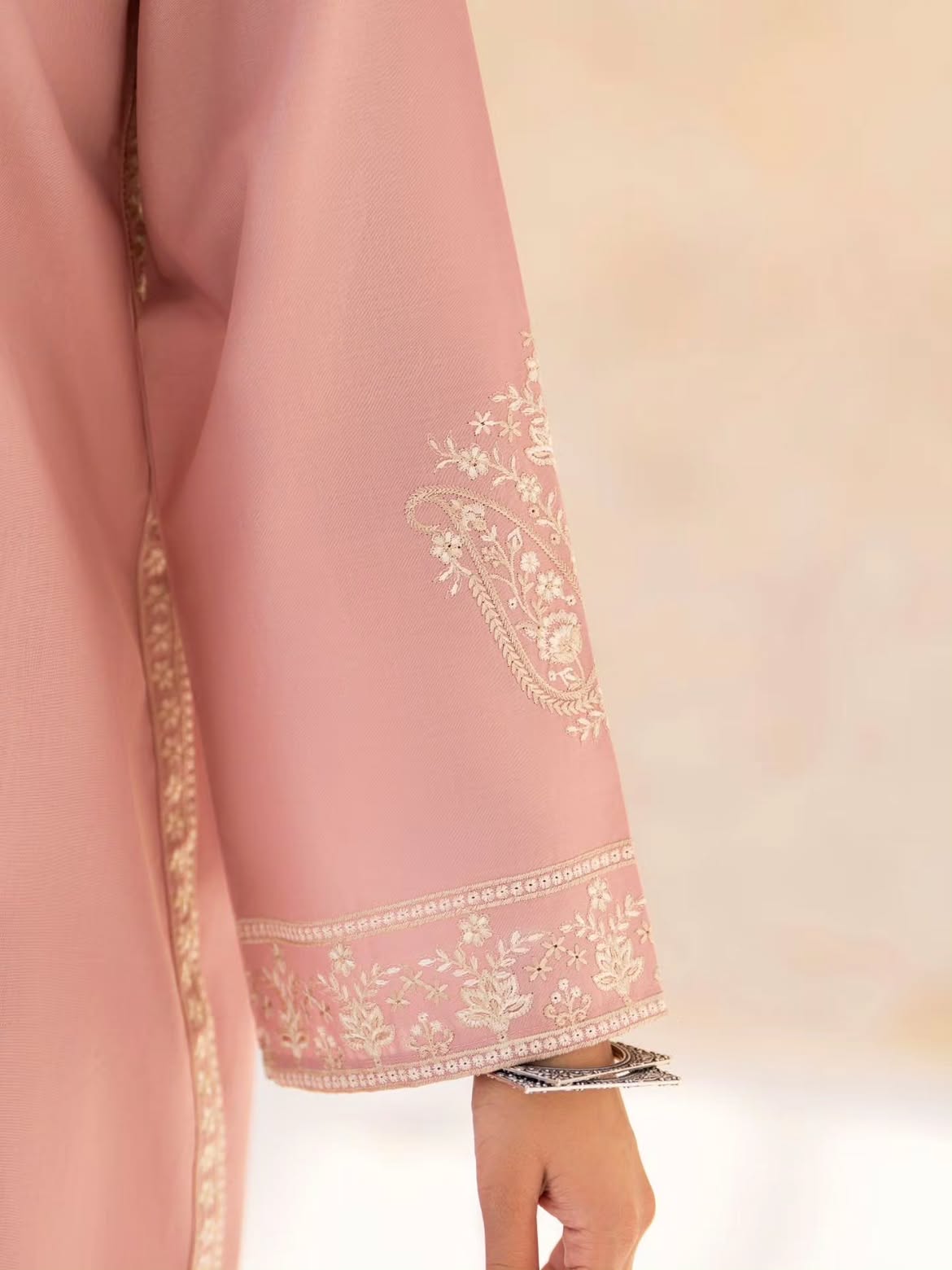Pink Grace – Dusty Pink Embroidered 3 Piece Suit | EZNO
