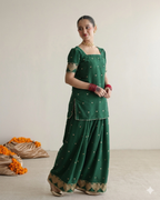 Bottle green raw silk farshi shalwar Mehmal suit