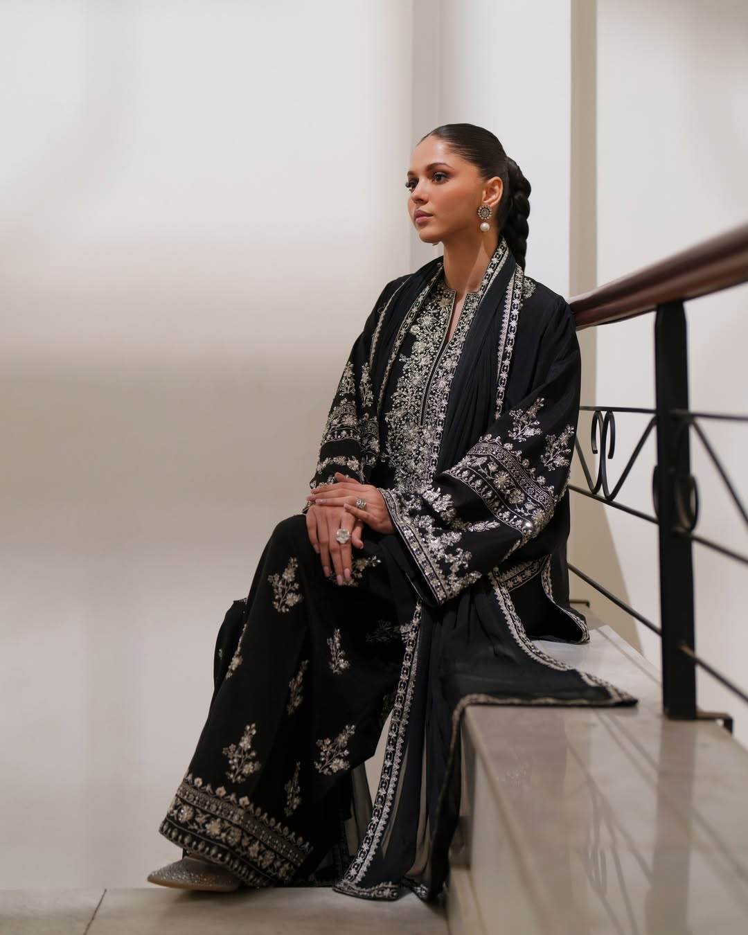 Nayra embroidered 3 piece suit with embroidered dupatta by Ezno