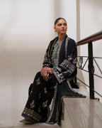 Nayra embroidered 3 piece suit with embroidered dupatta by Ezno